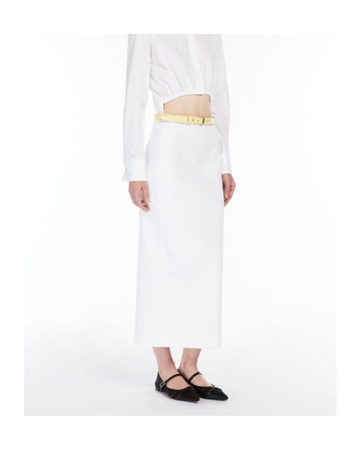Max Mara White Jersey Midi Skirt