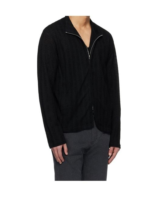 Post Archive Faction PAF Black Zip-Up Panelled Cardigan for men