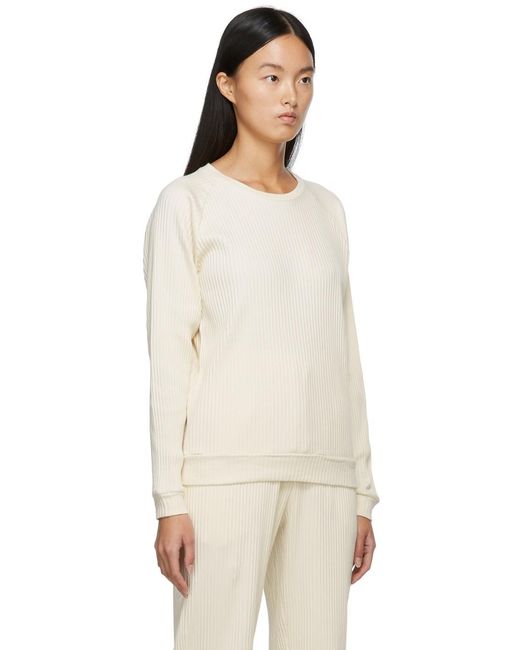 Baserange White Crew Neck Ribbed Sweatshirt