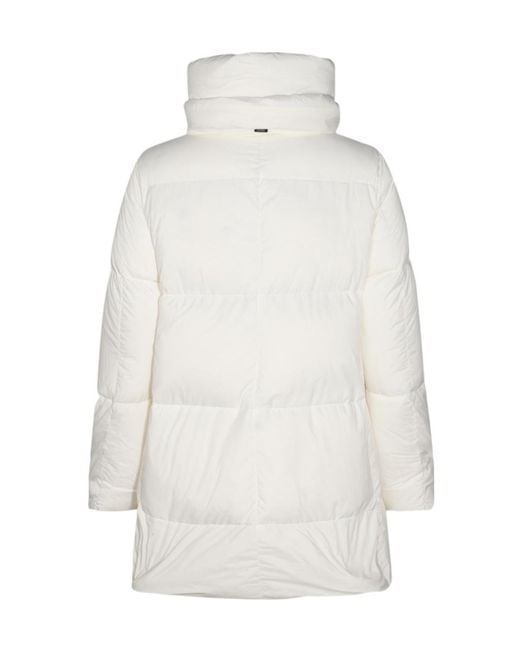 Herno White High Neck Zip-Up Coat