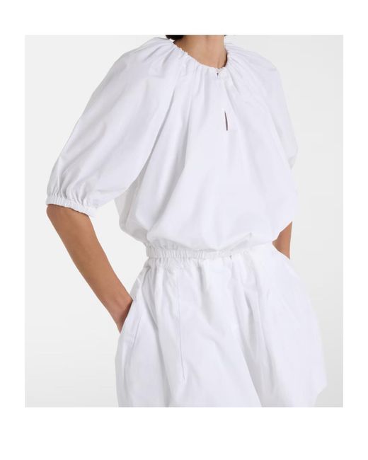 Patou White Gathered Cotton Top