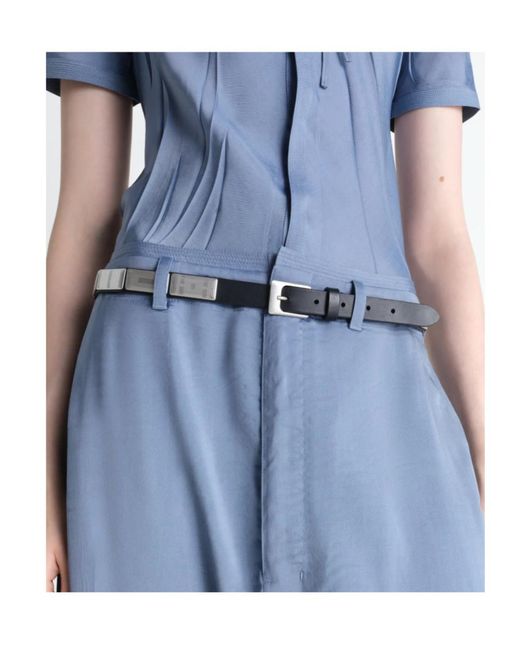 Lemaire White Plaque Detail Leather Belt for men