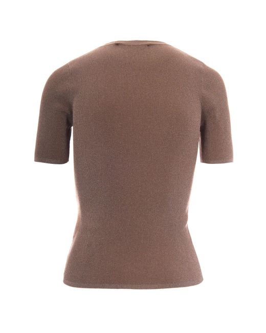 Max Mara Brown Studio Mstsequoia Short-Sleeved Knitted Top