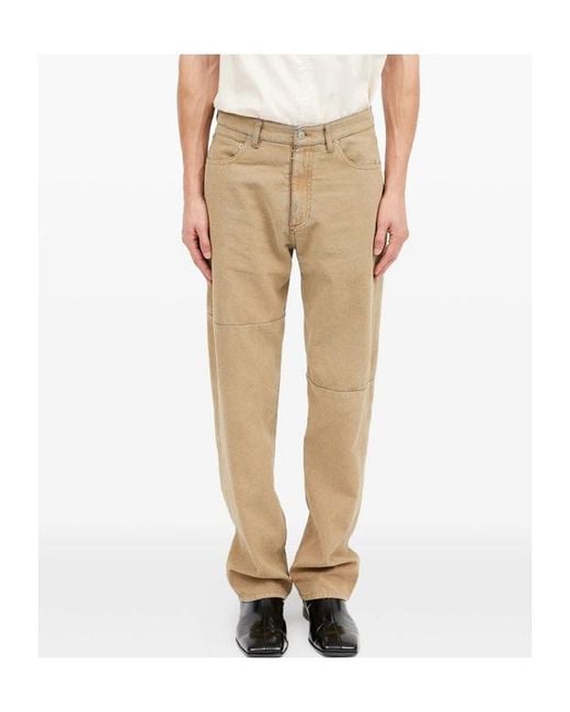 MM6 by Maison Margiela Natural Logo Patch Straight Leg Jeans for men