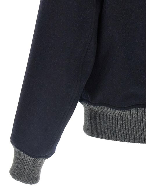 Brunello Cucinelli Blue Wool Bomber Jacket for men