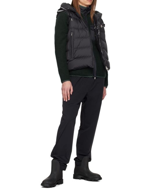 Moncler Black Logo Patch Tapered-Leg Trousers for men