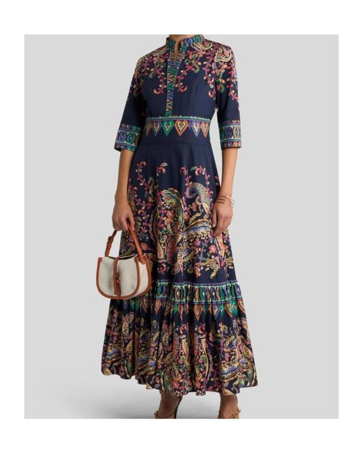 Etro Blue Patterned Maxi Dress