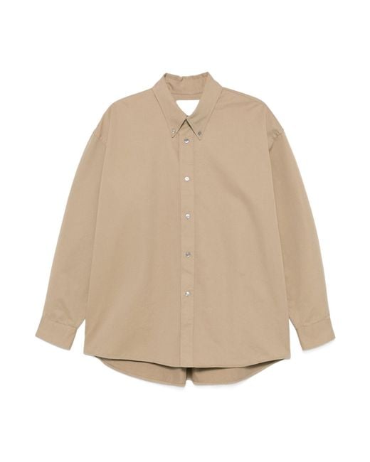 Studio Nicholson Natural Logo Embroidered Long Sleeved Shirt for men