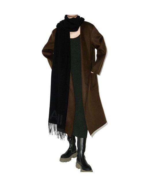 Ganni Black Fringed Scarf