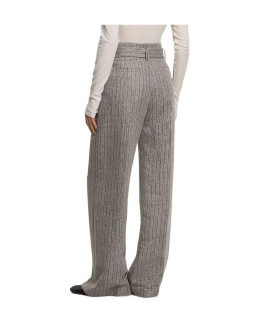 Brunello Cucinelli Gray Linen Blend Straight Pants