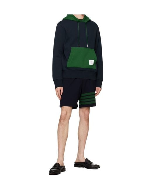 Thom Browne Blue 4-Bar Striped Drawstring Track Shorts for men