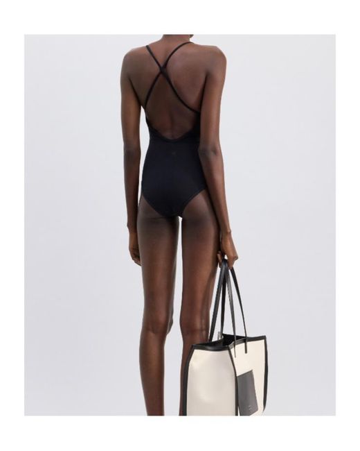 Loulou de Saison Black Criss-Crossing Straps Swimsuit