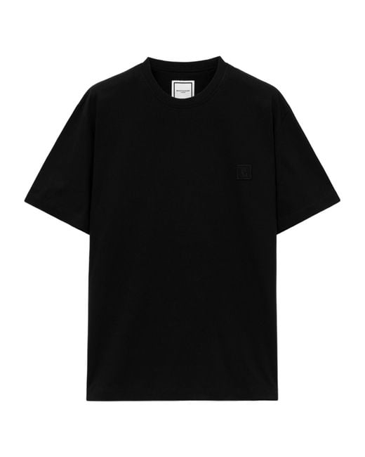 Wooyoungmi Black T-Shirt With Floral Pattern On The Back for men