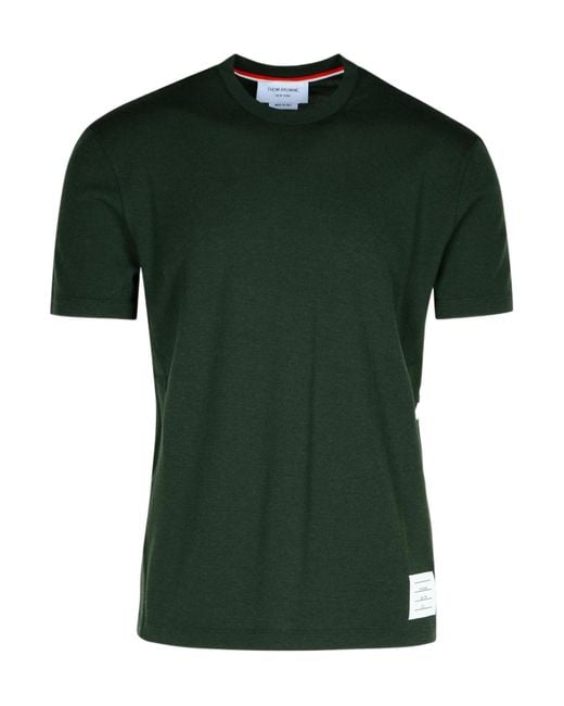 Thom Browne Green Short-Sleeved Crewneck Knitted T-Shirt for men