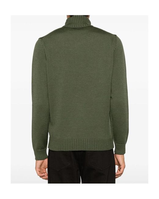 Zanone Green Roll-Neck Ribbed Sweater for men