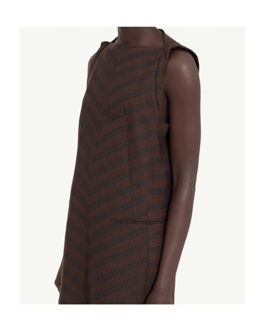 MM6 by Maison Margiela Brown Sleeveless Striped Mini Dress