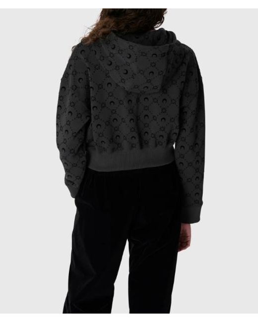 MARINE SERRE Black Moonogram Cropped Zipped Hoodie for men