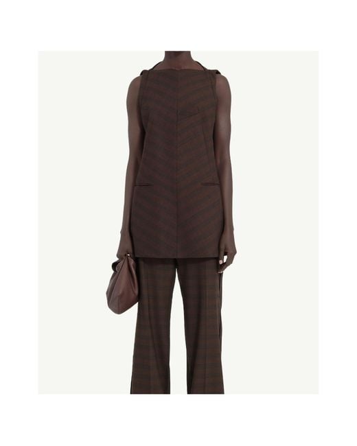 MM6 by Maison Margiela Brown Sleeveless Striped Mini Dress