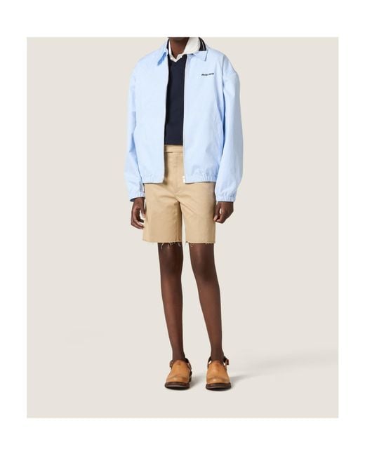 Miu Miu Blue Gingham Check Blouson Jacket