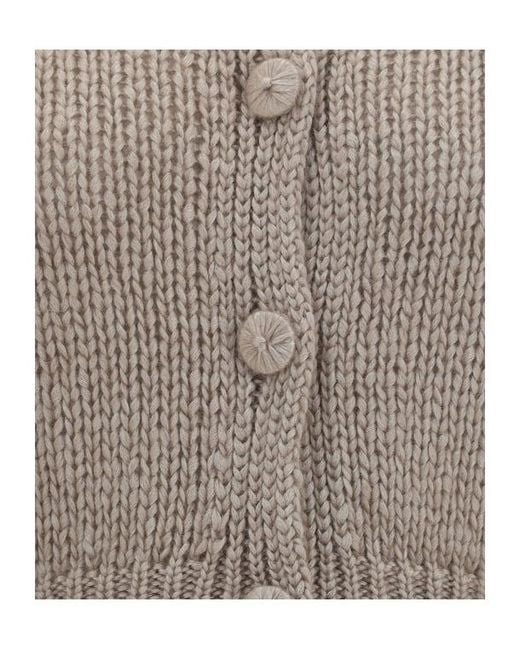 Forte_forte Brown Chunky Knit Buttoned Cardigan