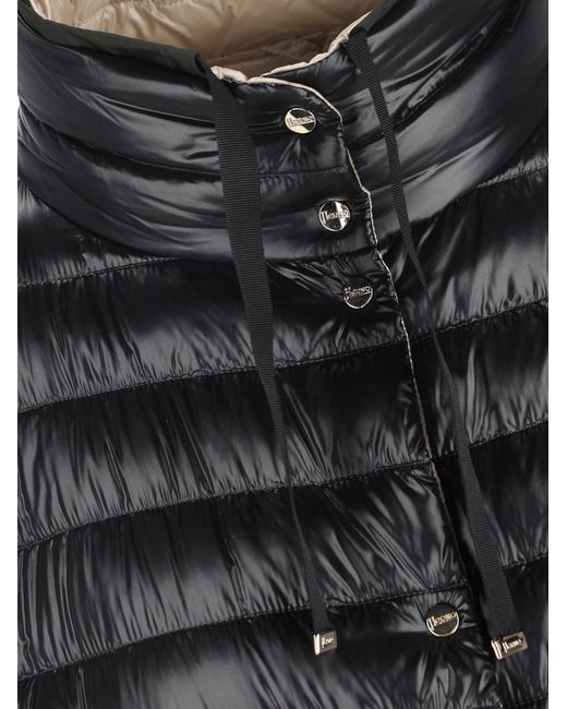 Herno Black Quilted High-Neck Reversible Down Coat