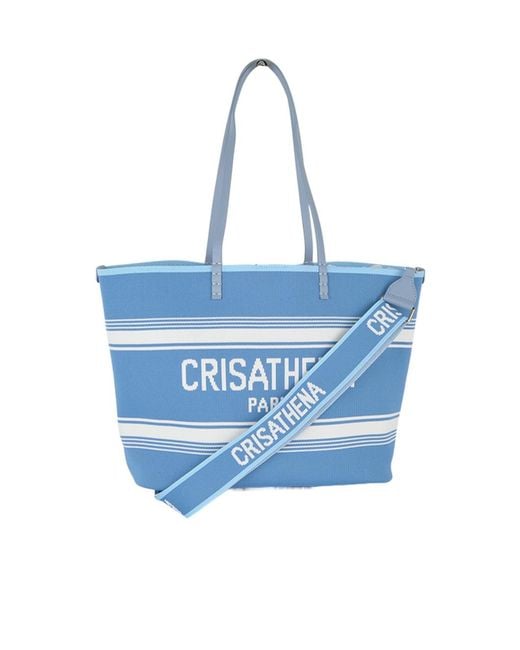 Crisathena Blue Large Double Handle Shoulder Bag