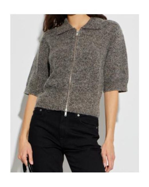 Samsøe & Samsøe Gray Zip-Up Collared Top