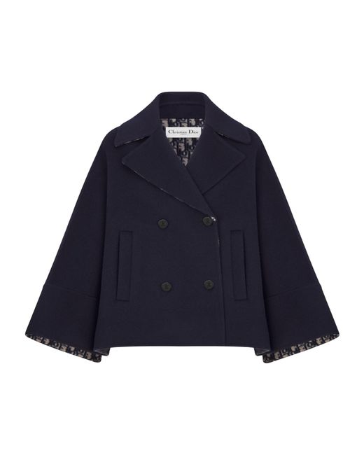 Dior Blue Double-Breasted Wool Coat