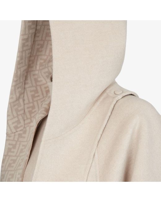 Fendi Natural Ff Motif Hooded Jacket