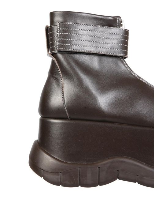 Sunnei Brown Platform Ankle Boots