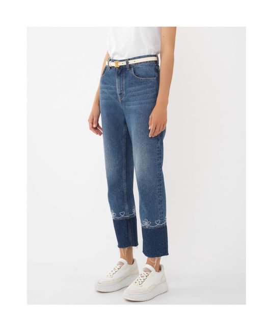 Chloé Blue Chloé Masaya Cropped Straight-Leg Jeans