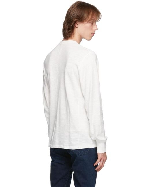 Rag & Bone White Round-Split Neck Long-Sleeved Top for men