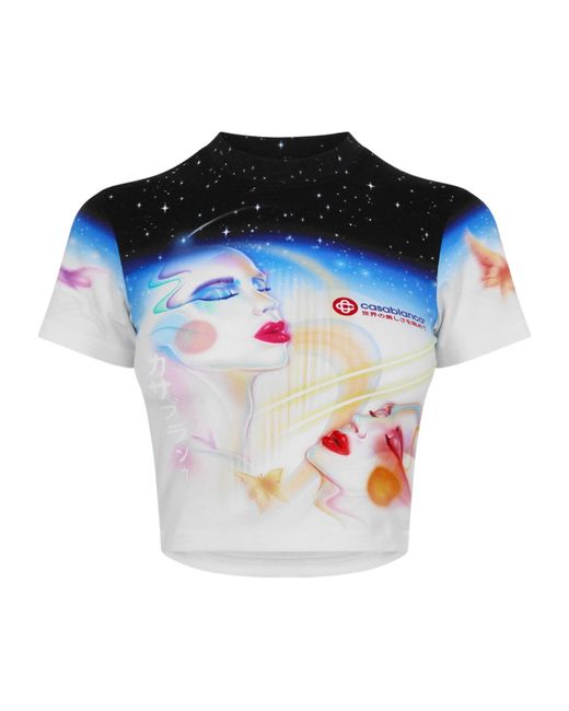 Casablanca Blue Printed Crew Neck T-Shirt