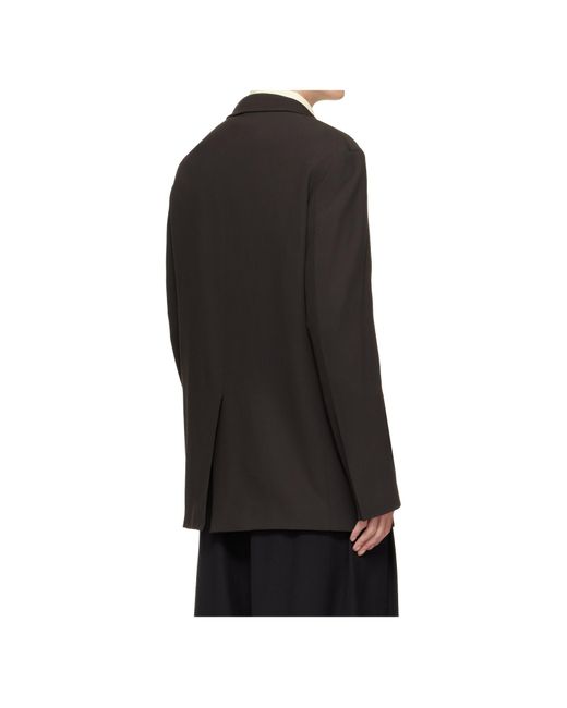 Lanvin Black Wool Blend Double-Breasted Suit Jacket for men