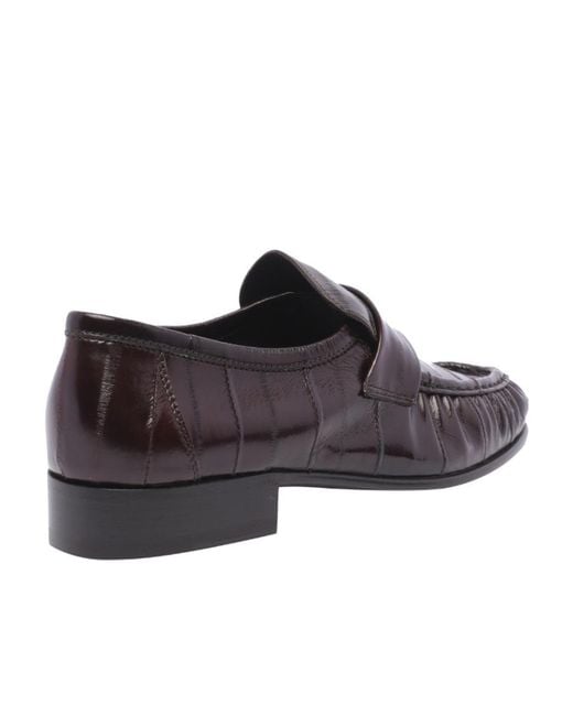 The Row Brown Ruched-Detailed Almond Toe Loafers