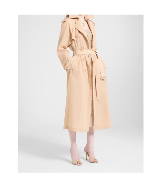 Ermanno Scervino Natural Double-Breasted Belted Coat