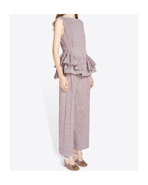 Dries Van Noten Purple Partan Striped Pants