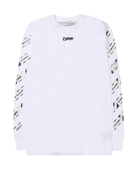 Off-White c/o Virgil Abloh White Logo Printed Long-Sleeved T-Shirt for men