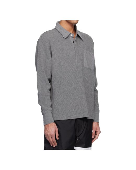 Thom Browne Gray Logo Patch Polo Shirt for men