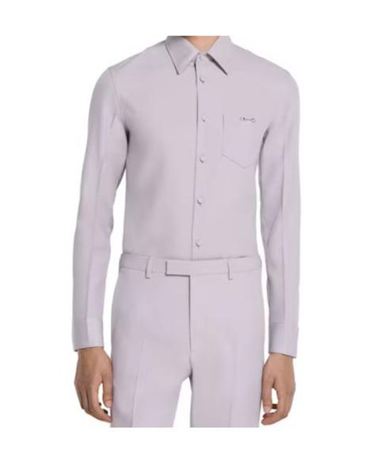 Gucci Purple Gabardine Collared Long-Sleeve Shirt for men
