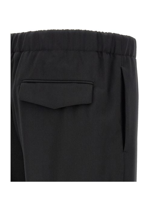 Lardini Black Elastic-Waist Straight-Leg Pants for men