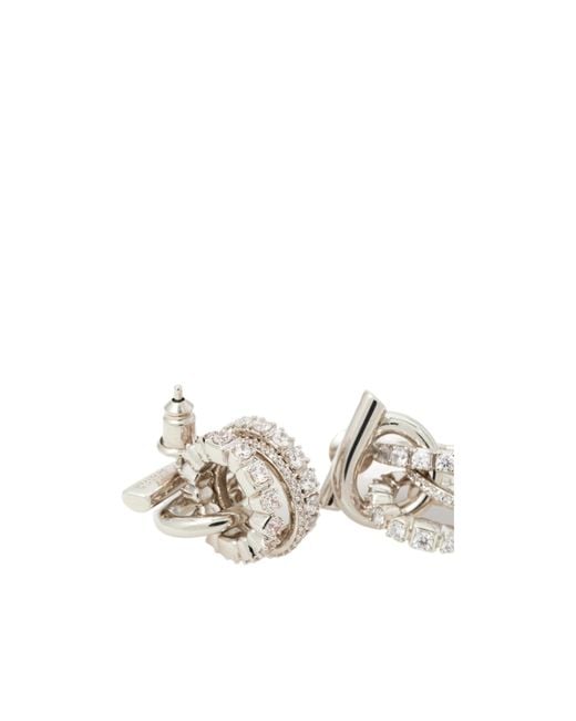 Ferragamo White Ferragamo Gancini Ring-Embellished Pendant Earrings