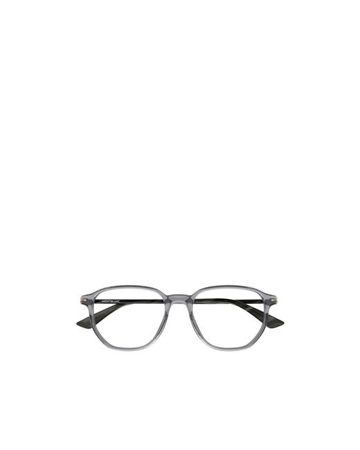 Montblanc White Eyewear Round Frame Glasses for men