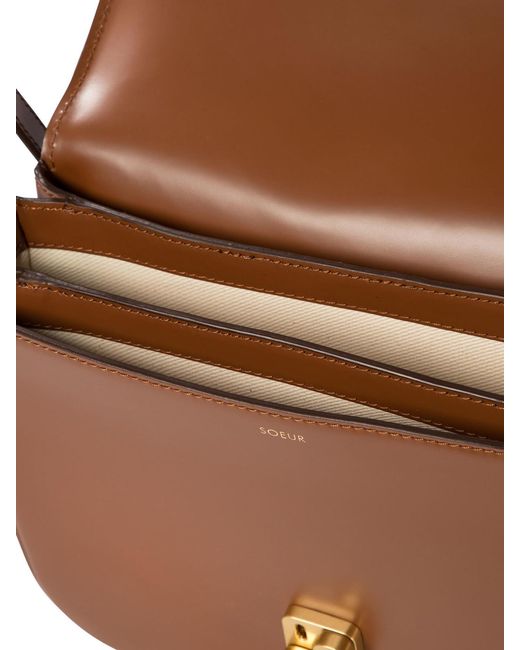 Soeur Brown Flap Front Crossbody Bag