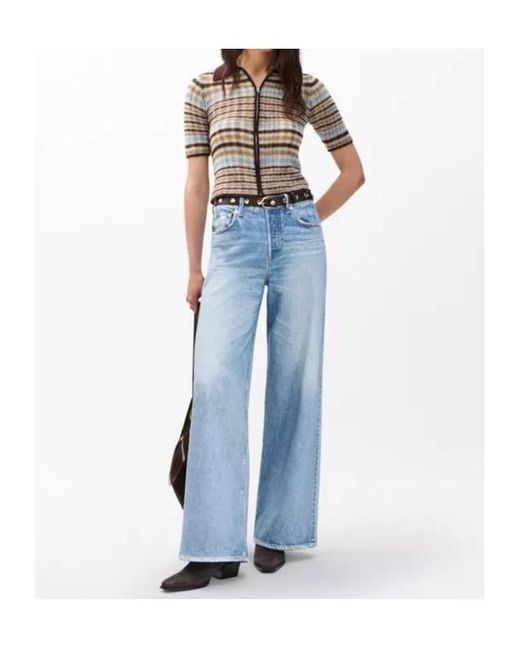 Rag & Bone Blue Wide-Leg Jeans