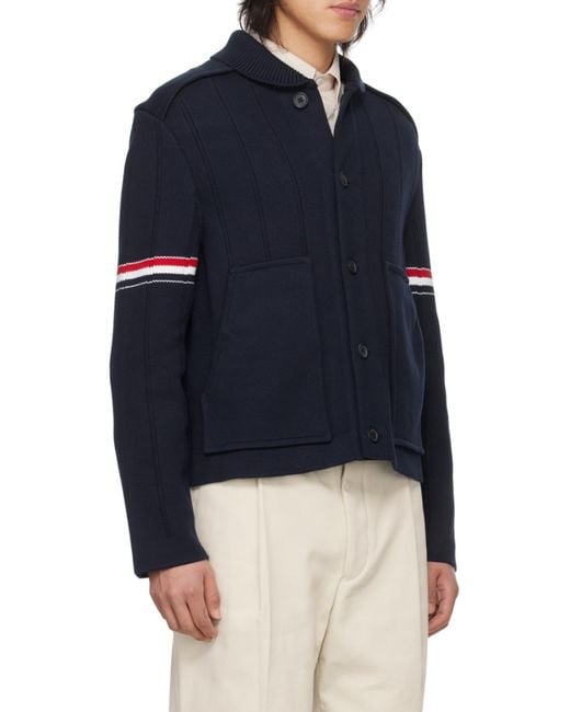 Thom Browne Blue Rwb Striped Shirt Jacket for men