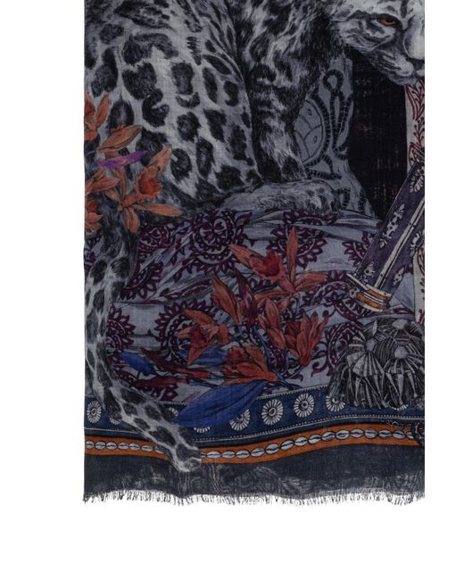 Etro Blue Printed Scarf for men