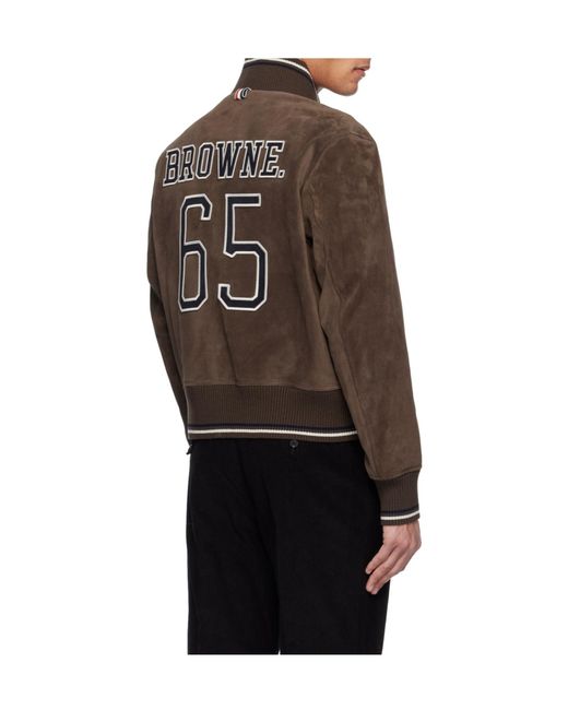 Thom Browne Brown Zippered Leather Jacket for men