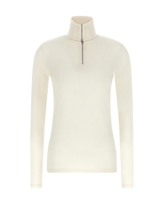 Jil Sander White Half-Zip Sweater