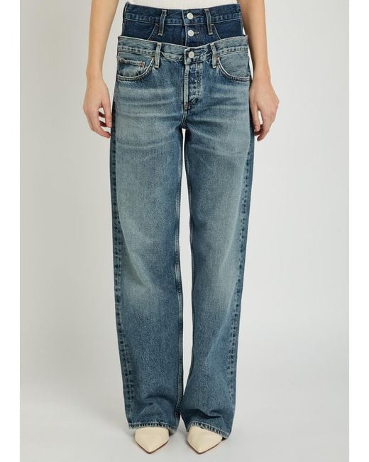 Agolde Blue Elson Layered Straight-Leg Jeans